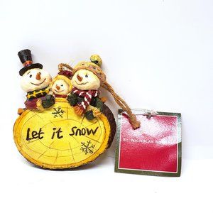 St. Nicholas Square Let It Snow Snowman Family Christmas Ornament Resin w/Tag